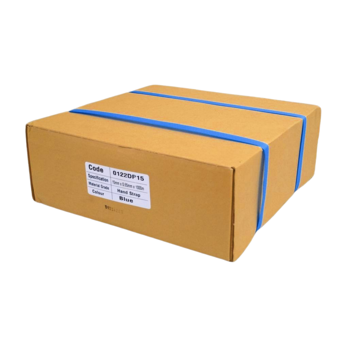 15MM x 1000M BLUE PLASTIC HAND STRAPPING ROLL - IN CARTON