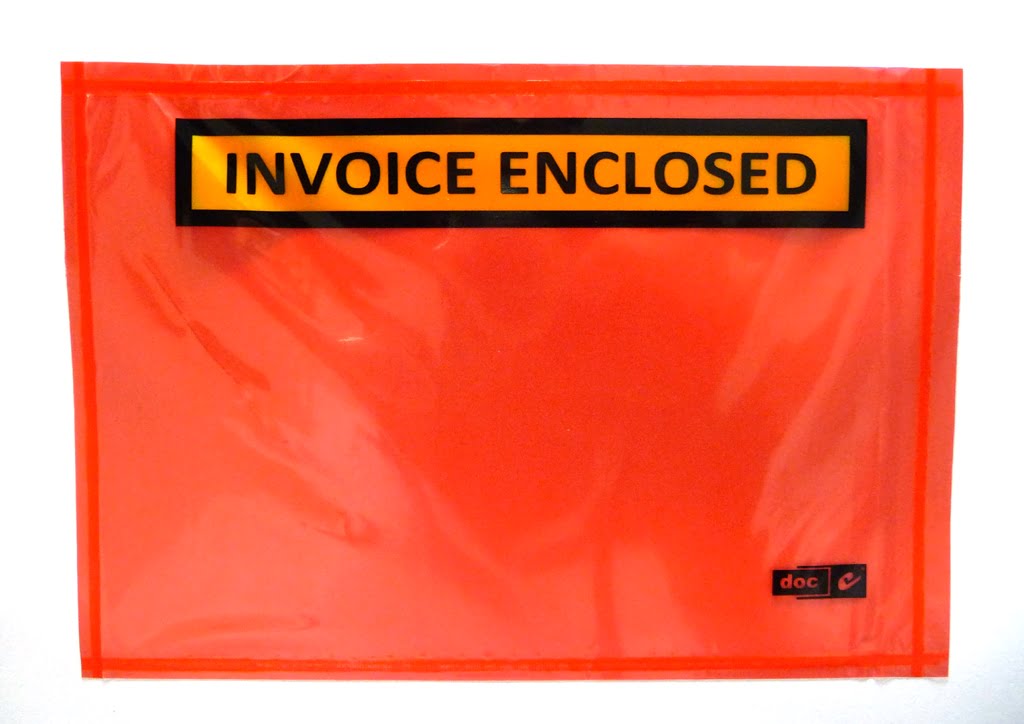 115MM X 165MM RED INVOICE ENCLOSED ENVELOPES (TEXT: BLK ON YELLOW) (CTN 1000)