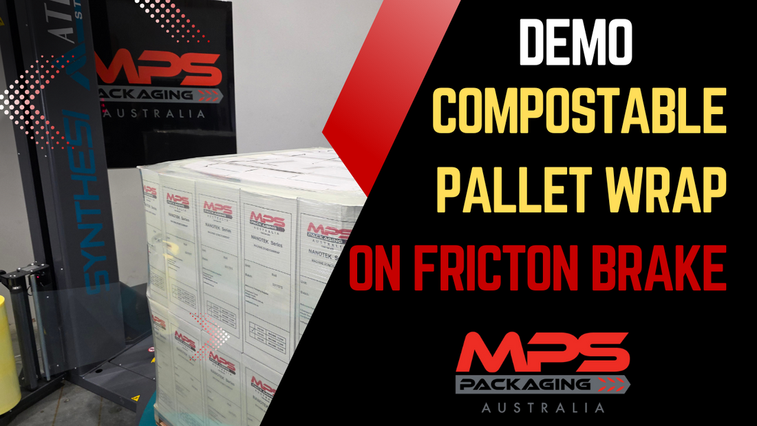 Compostable pallet wrap on friction Brake