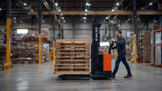 Using a Walkie Pallet Stacker with a Pallet stretch Wrapper