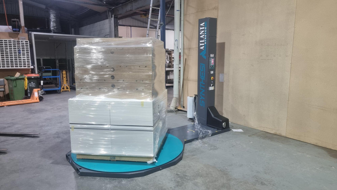 Large pallet wrapper installed