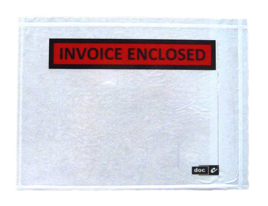 115MM X 154MM WHITE INVOICE ENCLOSED ENVELOPES (TEXT:BLK ON RED) (CTN 1000)