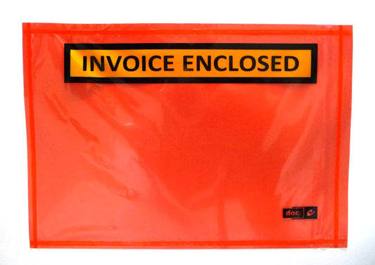 115MM X 165MM RED INVOICE ENCLOSED ENVELOPES (TEXT: BLK ON YELLOW)  (CTN 1000)