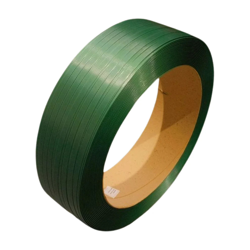 19MM x 1M x 850M GREEN EMBOSSED PET STRAPPING