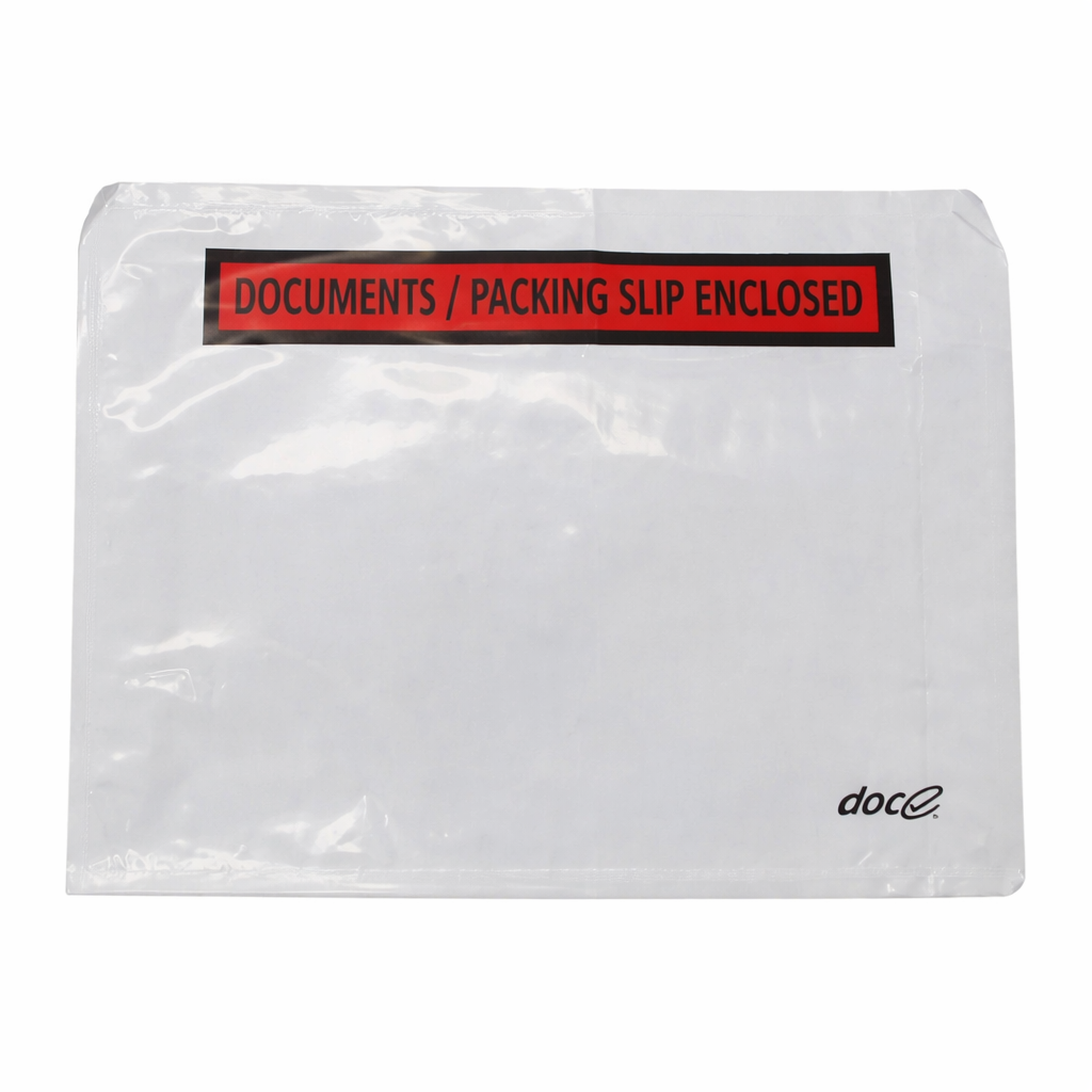 115MM X 150MM WHITE  DOCUMENT/PACKING SLIP ENCLOSED ENVELOPES (TEXT: BLK ON RED) - CTN 1000
