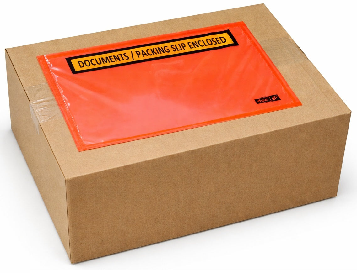 Document Slips 115MM X 150MM RED DOCUMENT/PACKING SLIP ENCLOSED ENVELOPES (TEXT: BLK ...