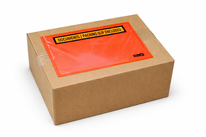 115MM X 150MM RED DOCUMENT/PACKING SLIP ENCLOSED ENVELOPES (TEXT: BLK ON YELLOW)  (CTN 1000)
