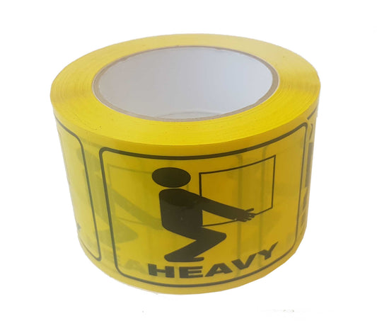 72MM X 100MM ‘HEAVY’ BLACK & YELLOW- (ROLL 500)