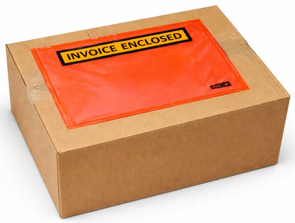 115MM X 165MM RED INVOICE ENCLOSED ENVELOPES (TEXT: BLK ON YELLOW)  (CTN 1000)